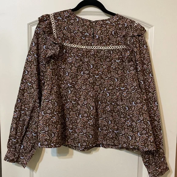 &merci Floral Ruffle Cotton Blouse - Brown - Picture 6 of 16